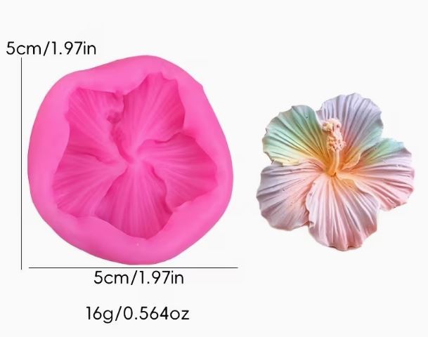 Molde de silicona rosa Vallia Repostería para repostería con diseño de flor de hibisco 3D de 5 cm
