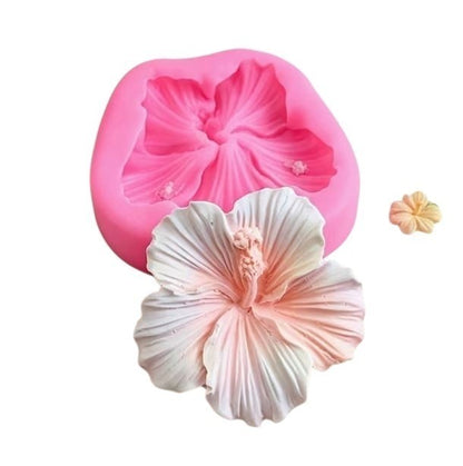 Molde de silicona rosa Vallia Repostería con diseño de flor de hibisco 3D para fondant y repostería creativa