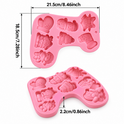 Molde de silicona rosa Vallia Repostería con figuras navideñas para repostería, flexible y antiadherente.