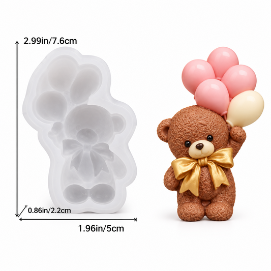 Molde de silicona Vallia Repostería con diseño de osito y globos para decorar pasteles y fondant con acabado detallado