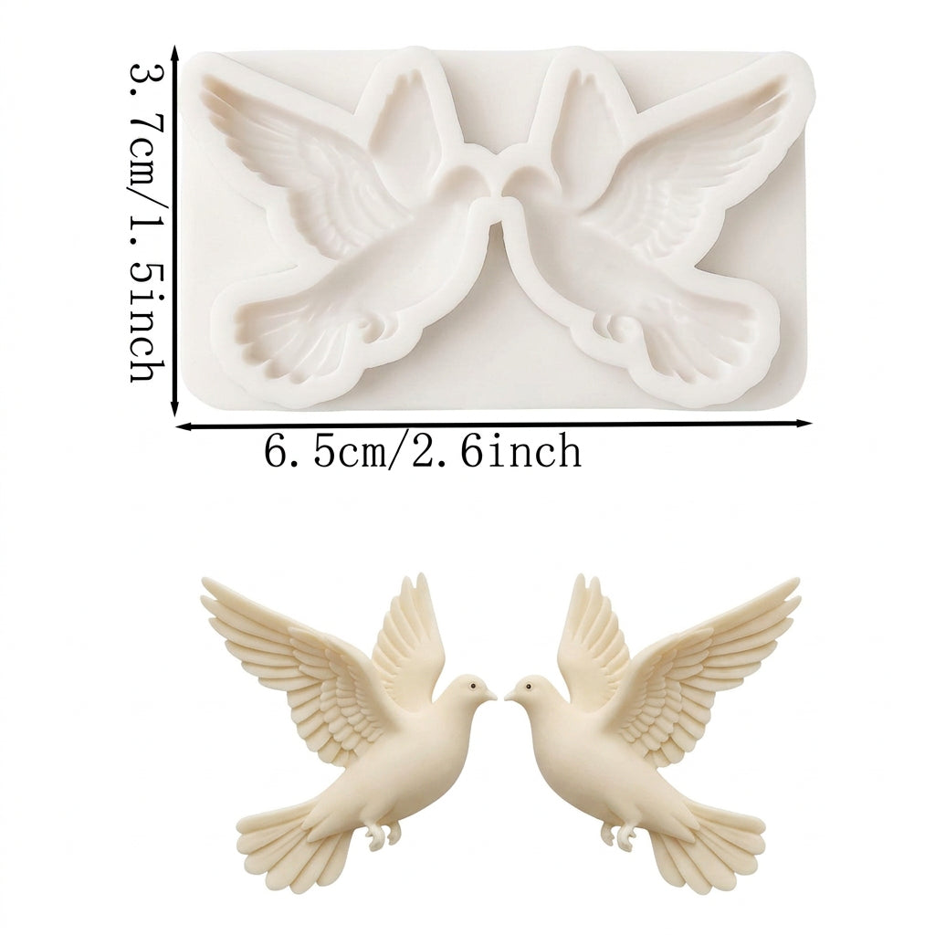 Molde de silicona Vallia Repostería para fondant con diseño de dos palomas en vuelo, flexible y antiadherente.