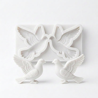 Molde de silicona Vallia Repostería para repostería con diseño detallado de dos palomas en vuelo para decoraciones