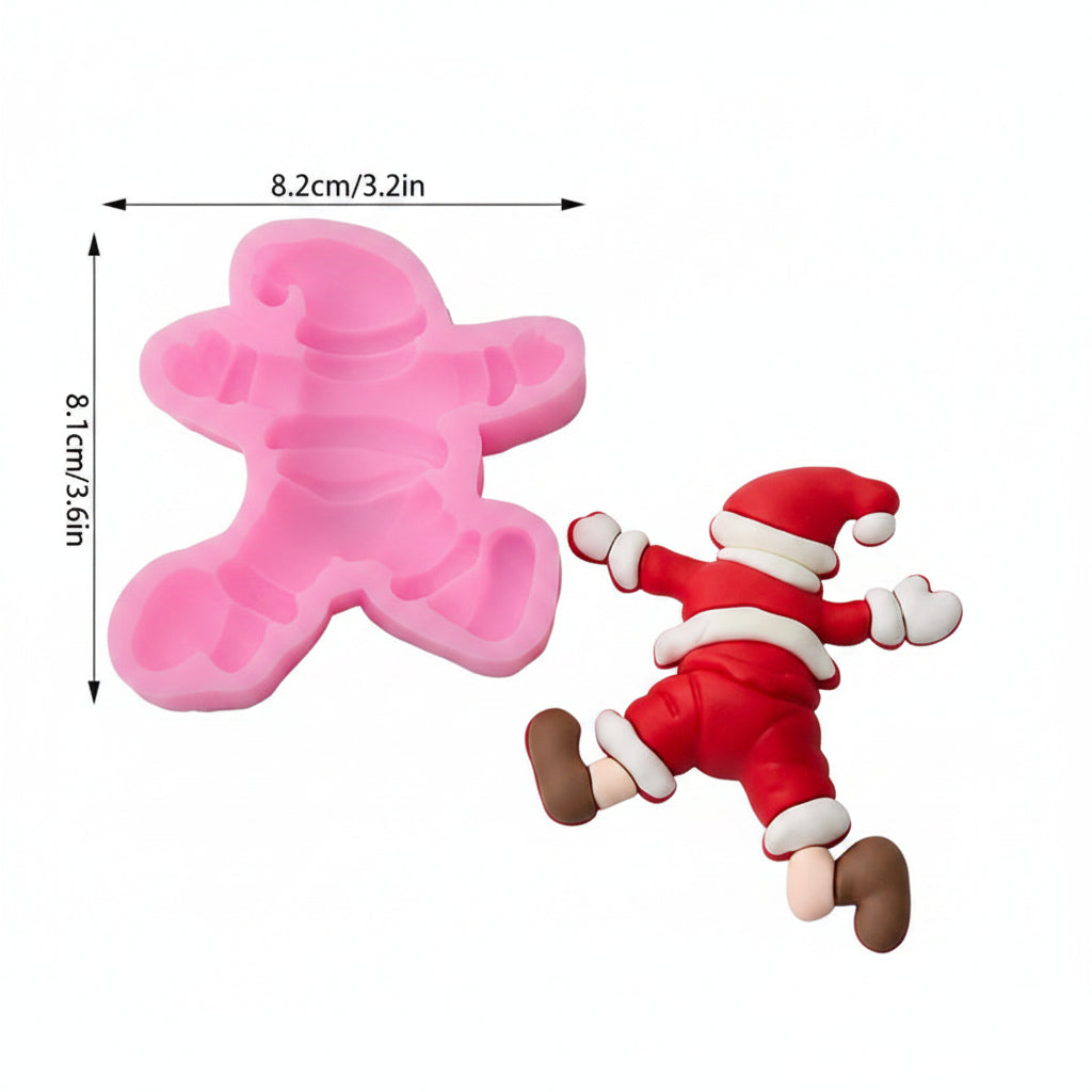 Molde de silicona Vallia Repostería para fondant con diseño de Papá Noel caído en la nieve, flexible y detallado.