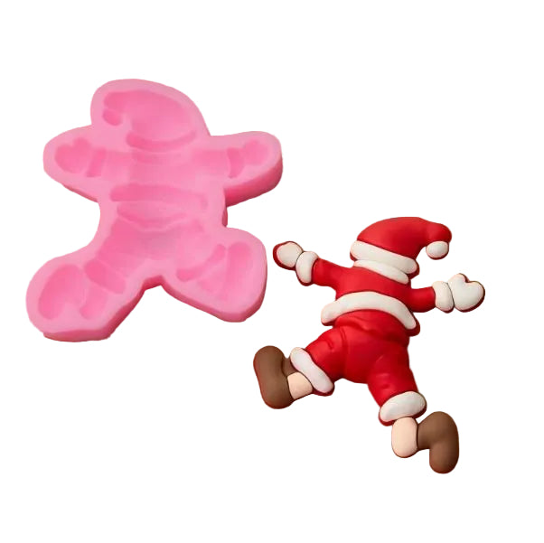 Molde de silicona Vallia Repostería para fondant con diseño de Papá Noel caído en la nieve, flexible y detallado.