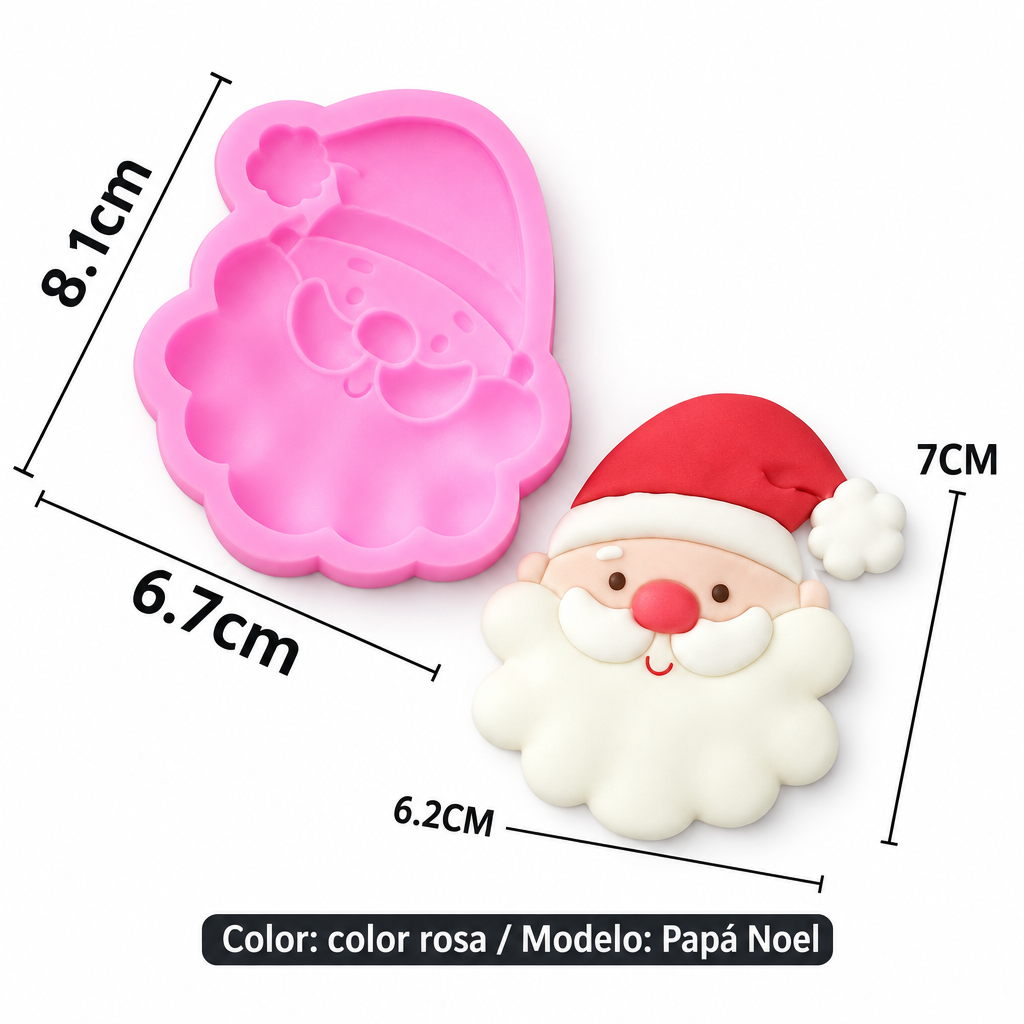Molde de silicona rosa Vallia Repostería con diseño de Papá Noel para repostería navideña y manualidades