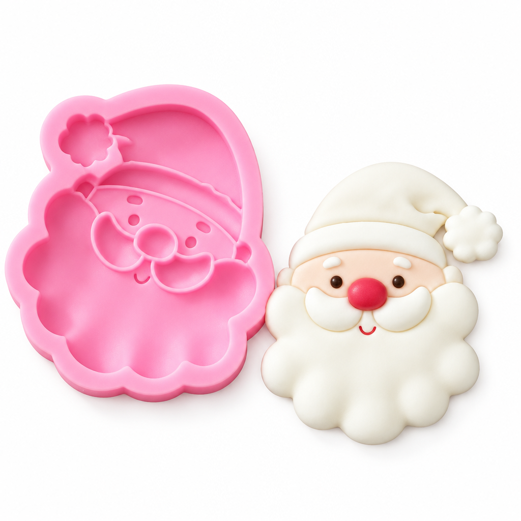 Molde de silicona Vallia Repostería con diseño de Papá Noel en color rosa para repostería navideña