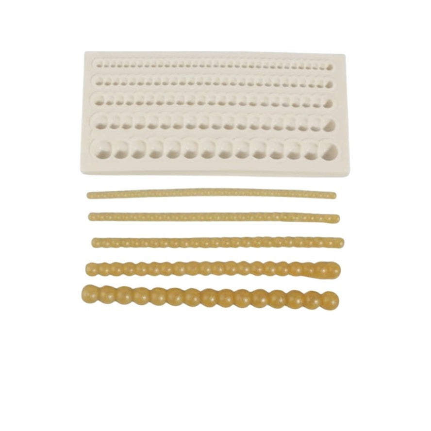 Molde de silicona Vallia Repostería para cadenas de perlas en 5 tamaños, ideal para decorar tortas con fondant.