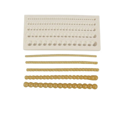 Molde de silicona Vallia Repostería para cadenas de perlas en 5 tamaños, ideal para decorar tortas con fondant.
