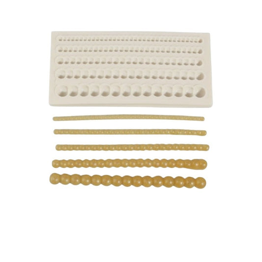 Molde de silicona Vallia Repostería para cadenas de perlas en 5 tamaños, ideal para decorar tortas con fondant.