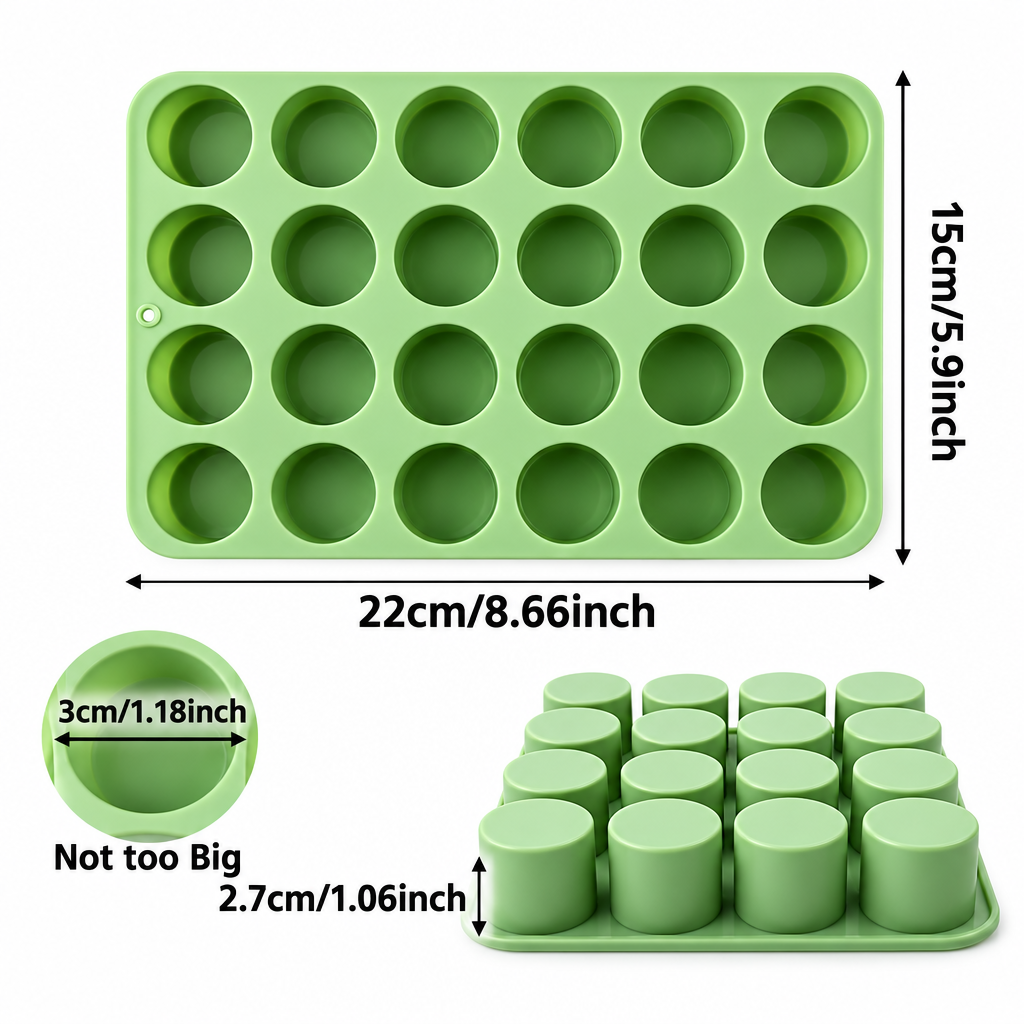 Molde de silicona verde Vallia Repostería con 24 cavidades circulares para bombones, chocolates 