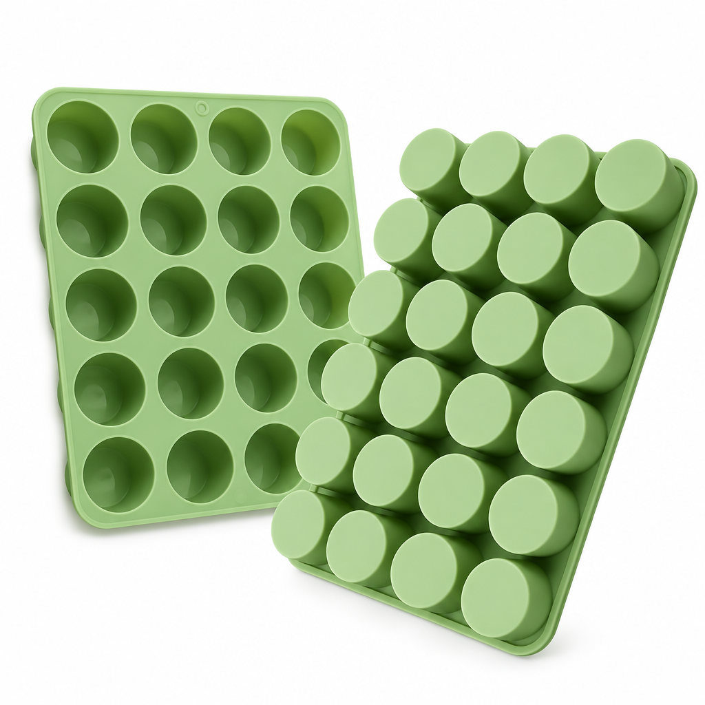 Molde de silicona verde Vallia Repostería con 24 cavidades circulares para bombones