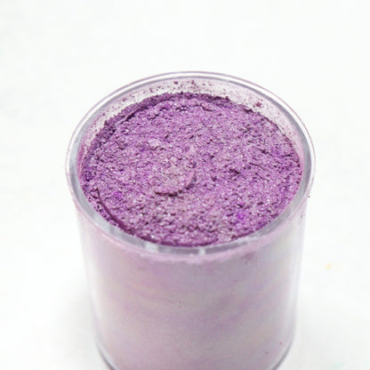 Vallia Repostería purple edible luster dust in a 10g jar with a fine metallic shimmer for cake decoration.